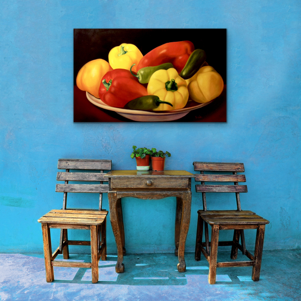 Showcasing "Plate of Peppers" 32x48     In Situ